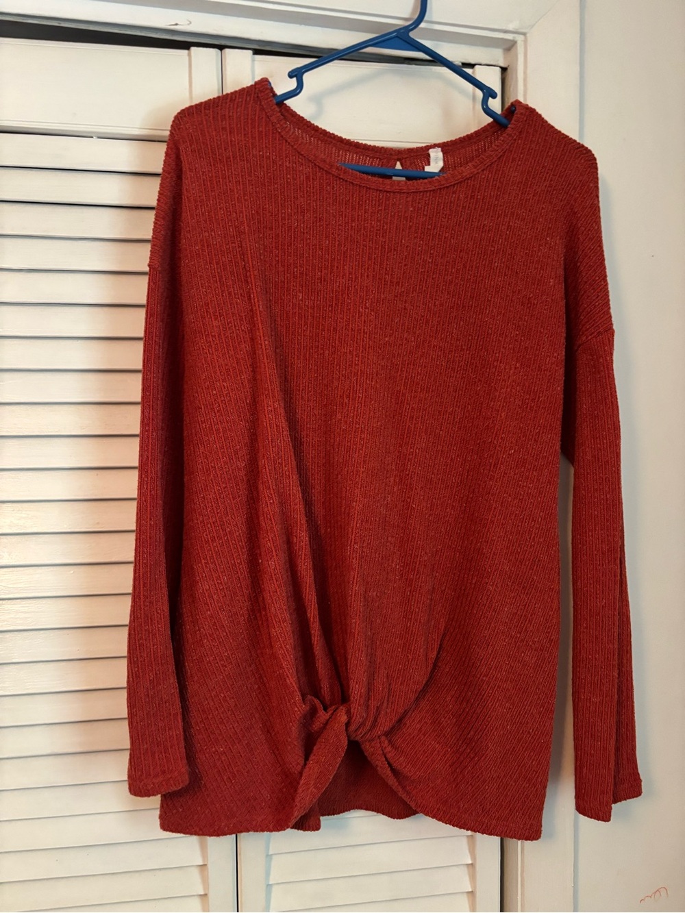 Pinkblush Rust Twist-Knot Long Sleeve Top